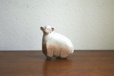 画像1: 陶器の羊の置物 フィギュア　 (1)