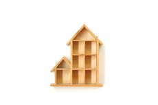 画像1: 家の形をした木製ウォールシェルフ (1)