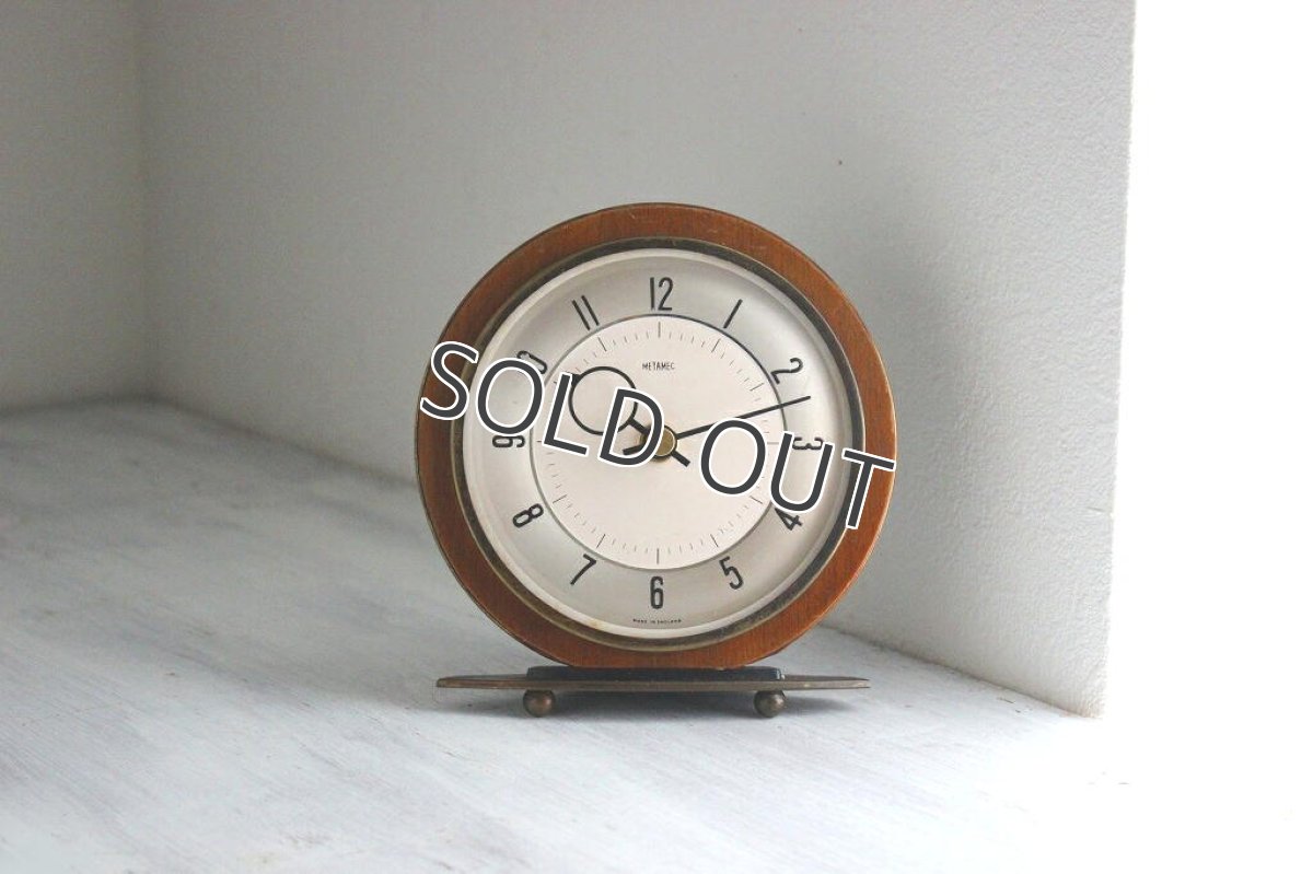 画像1: Metamec 木と真鍮の置き時計（ガラスカバーなし） (1)