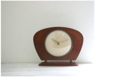 画像1: ヴィンテージ アンティーク ミッドセンチュリー レトロ イギリス Smiths 木と真鍮の置き時計 (1)
