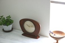 画像11: ヴィンテージ アンティーク ミッドセンチュリー レトロ イギリス Smiths 木と真鍮の置き時計 (11)