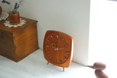 画像11: ヴィンテージ アンティーク ミッドセンチュリー レトロ ドイツ 木製 Hermle（Hald） チークと真鍮の置き時計 (11)