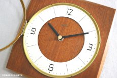 画像4: ヴィンテージ アンティーク ミッドセンチュリー レトロ ドイツ 木製 Hermle チークと真鍮の掛け時計 (4)