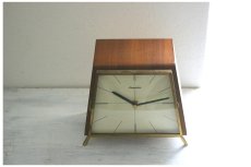画像5: ヴィンテージ アンティーク ミッドセンチュリー レトロ ドイツ Dugena チークと真鍮の置き時計 (5)