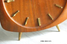 画像5: ヴィンテージ アンティーク ミッドセンチュリー レトロ ドイツ 木製 Hermle チークと真鍮の置き時計 (5)