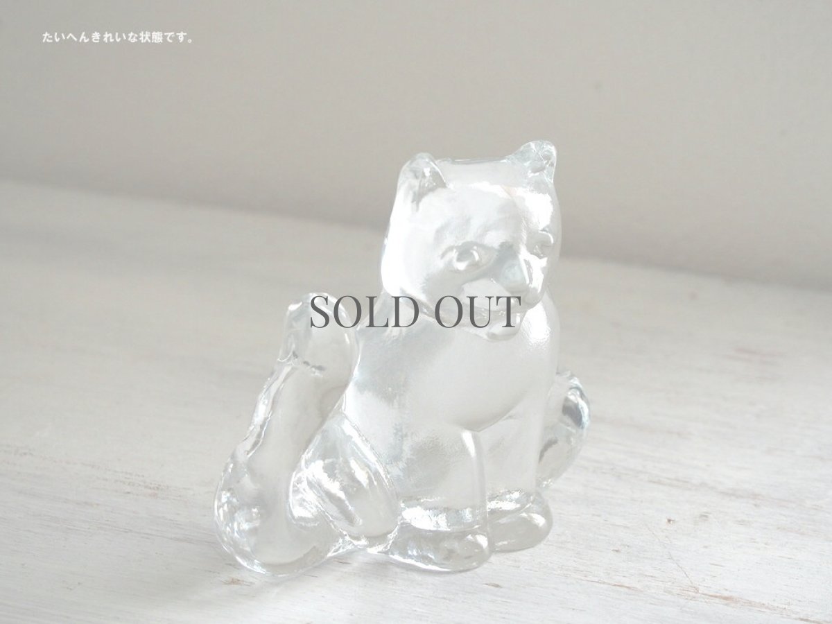 画像2: 北欧ヴィンテージガラス KOSTA BODA  クリスタルのネコの置物  (2)