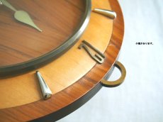 画像5: ミッドセンチュリー レトロ ドイツ Kebrer 木と真鍮の壁掛け時計 (5)