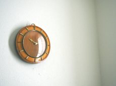 画像8: ミッドセンチュリー レトロ ドイツ Kebrer 木と真鍮の壁掛け時計 (8)