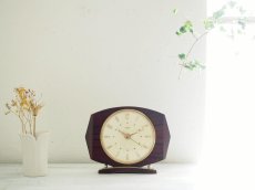 画像1: ミッドセンチュリー レトロ Metamec 木製置き時計 (1)