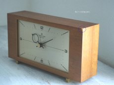 画像6: ミッドセンチュリー レトロ ドイツ Junghans チークと真鍮の置き時計 (6)