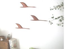 画像2: 北欧ヴィンテージ雑貨　チークの鳥の壁掛けオブジェ3個セット (2)