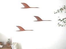 画像1: 北欧ヴィンテージ雑貨　チークの鳥の壁掛けオブジェ3個セット (1)