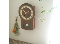画像3: ミッドセンチュリー レトロ チークの壁掛け時計 (3)