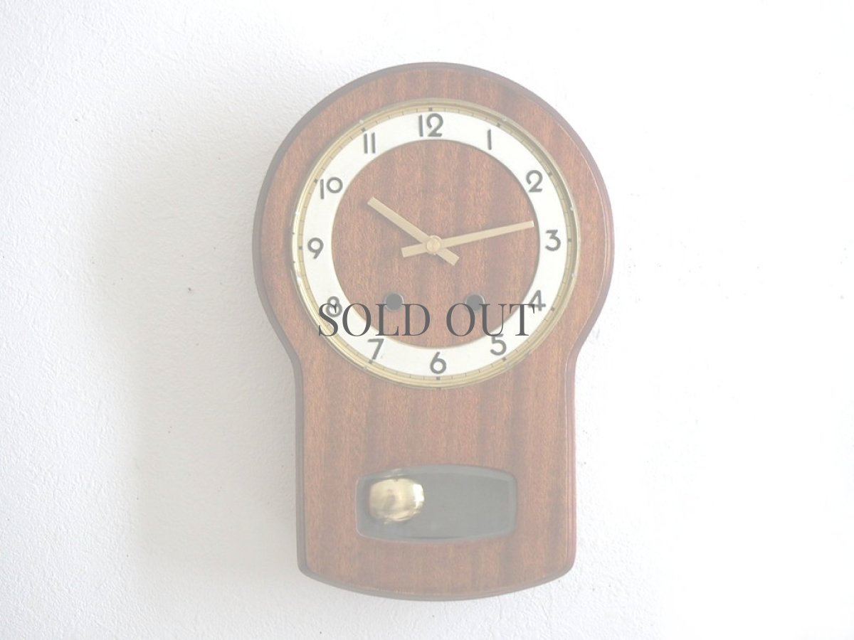 画像4: ミッドセンチュリー レトロ チークの壁掛け時計 (4)
