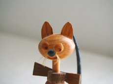 画像9: 北欧ヴィンテージ雑貨　木のネコの置物  (9)