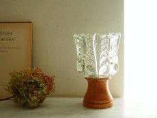 画像2: 北欧ヴィンテージ　クリスタルガラスと木のテーブルランプ (2)