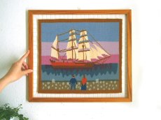画像4: 北欧ヴィンテージ雑貨　木製フレームのフレミッシュ織タペストリー (4)