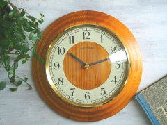 【ムーブメント交換済み】ミッドセンチュリー レトロ ドイツ Junghans木製壁掛け時計