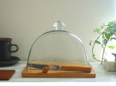 画像3: 北欧ヴィンテージ雑貨  ガラスと木のケーキドーム (3)