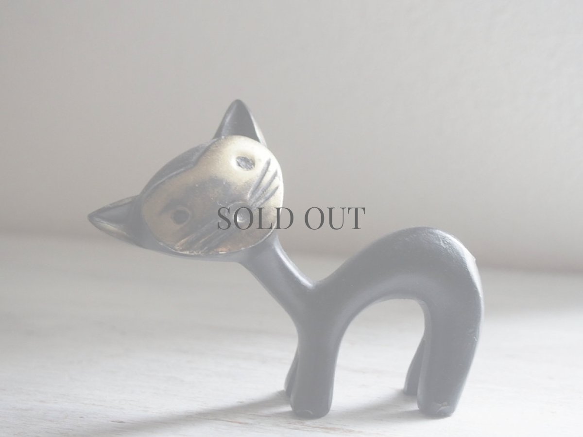 画像6: ミッドセンチュリー レトロ　真鍮製のネコのペン置き (6)