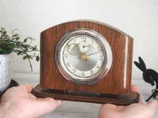 画像16: 【ムーブメント交換済み】ミッドセンチュリー レトロ ドイツ 木の置き時計 (16)