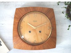 画像1: 【ムーブメント交換済み】ミッドセンチュリー レトロ 木製 ドイツ Garant 木製壁掛け時計 (1)