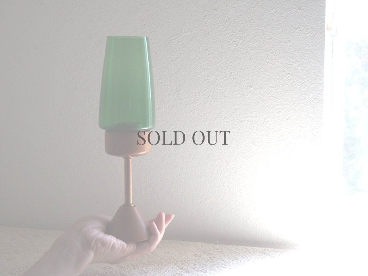 画像14: 北欧ヴィンテージ雑貨　ガラスとチークのキャンドルスタンド (14)