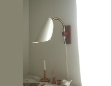 画像2: 北欧ヴィンテージ　金属とチークの壁付けランプ  (2)