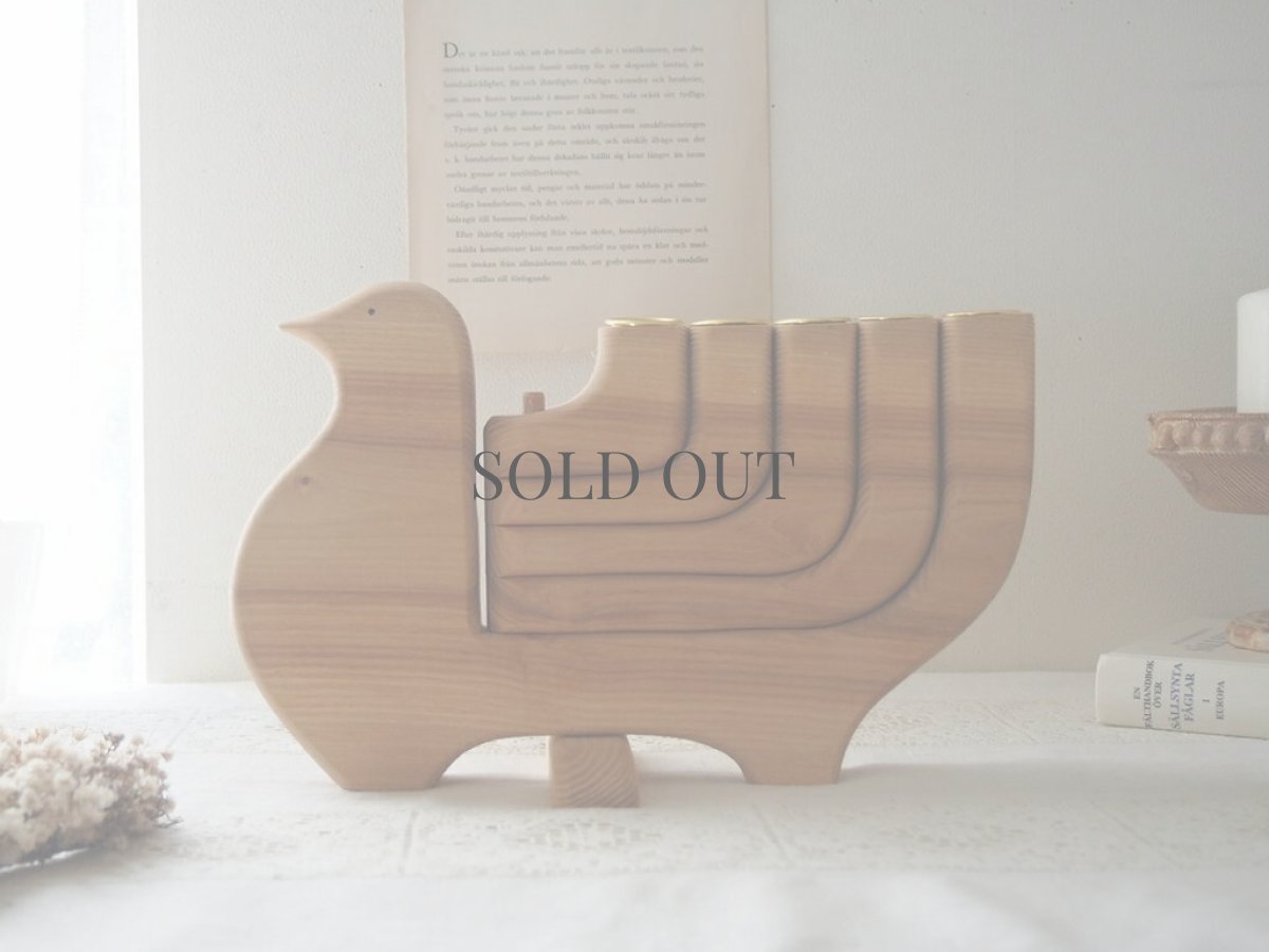 画像1: スウェーデン Carl Nelson／鳥の木製キャンドルホルダー／可動式ウイング／北欧ヴィンテージ (1)