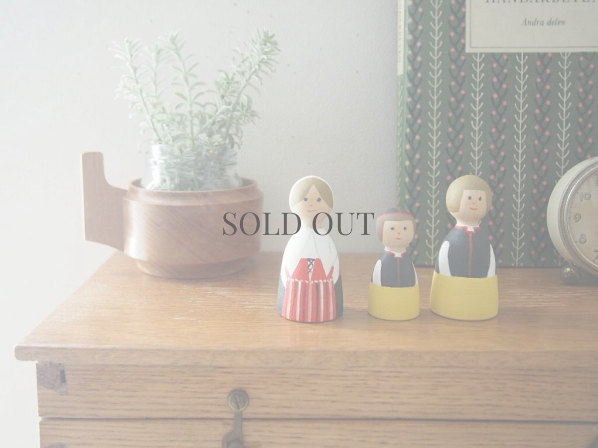 画像1: 木製 フォークロア人形 3体セット／ハンドペイント／スウェーデンヴィンテージ (1)