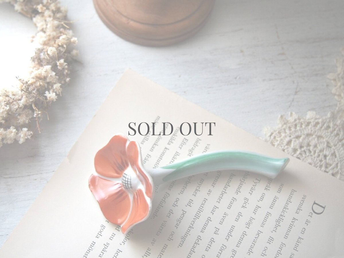 画像1: スウェーデン Hagforsの手描き陶器 フラワーカトラリーレスト／オレンジの花／北欧ヴィンテージ (1)