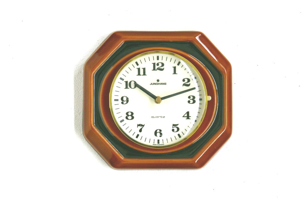 ドイツ JUNHANS ユンハンス 陶器の掛け時計 ジャンク品 アンティーク-