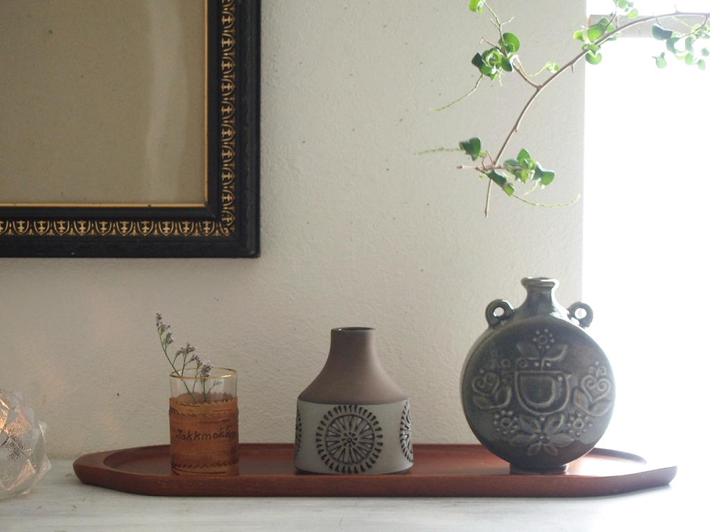 北欧ヴィンテージ Alingsas Keramik 陶器のフラワーベース/花器/花瓶