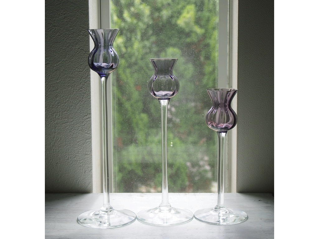 北欧ヴィンテージ Hovmantorp glasbruk ガラスのキャンドルホルダー