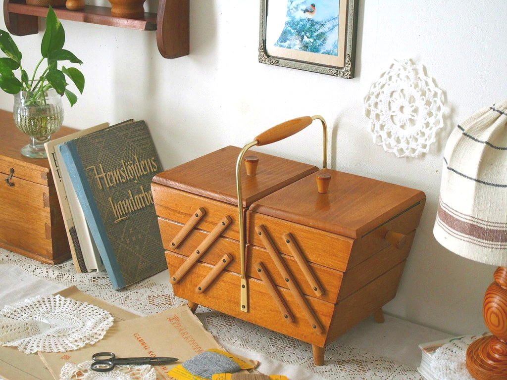 北欧ヴィンテージ 木製ソーイングボックス/裁縫箱 - 北欧ヴィンテージ